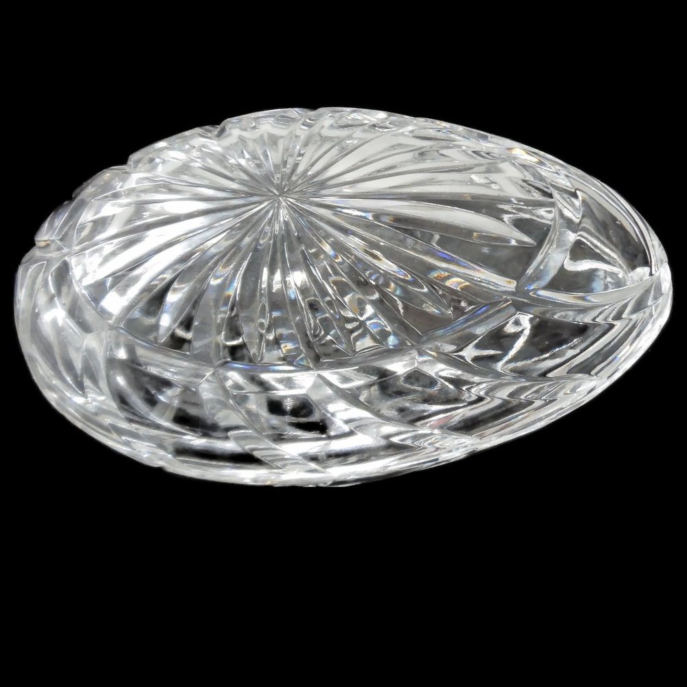 Crystal Egg Candy Dish Covered Trinket Holder VTG